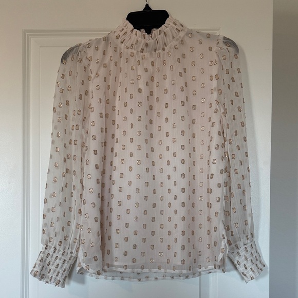 LOFT Tops - Women’s LOFT Petite Cream and Gold Top